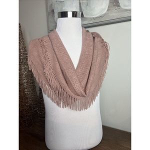 INC Womens Raschel Loop Infinity Fringe Scarf Pink Blush Soft Cozy One Size New‎